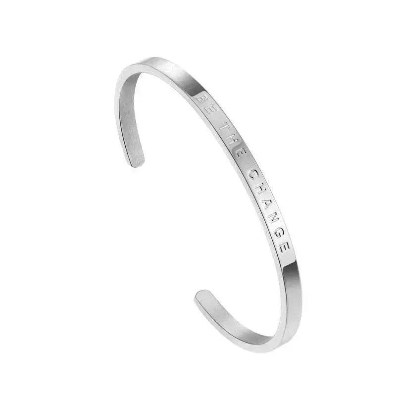 Titanium Steel Open-end Engraved Fashion Bracelet for Women - Velora