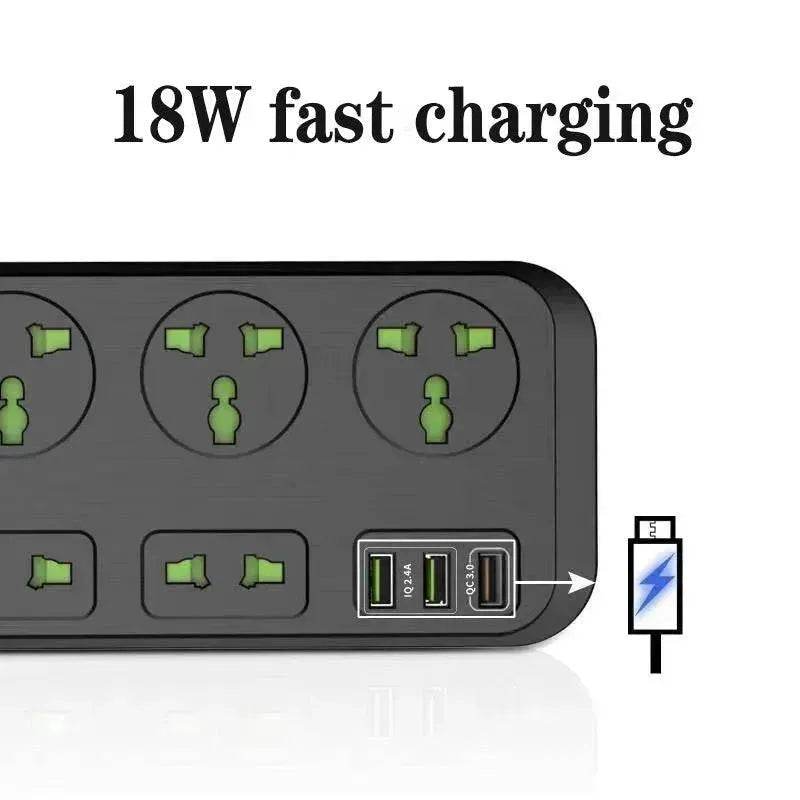 USB Power Strip Smart British Plug Multi-function Power Surge - Velora