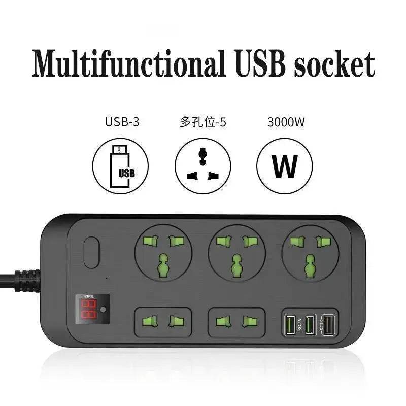 USB Power Strip Smart British Plug Multi-function Power Surge - Velora