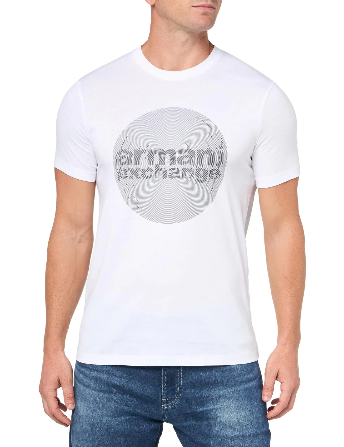 A | X ARMANI EXCHANGE Mens Slim Fit Cotton Bubble Logo Tee White