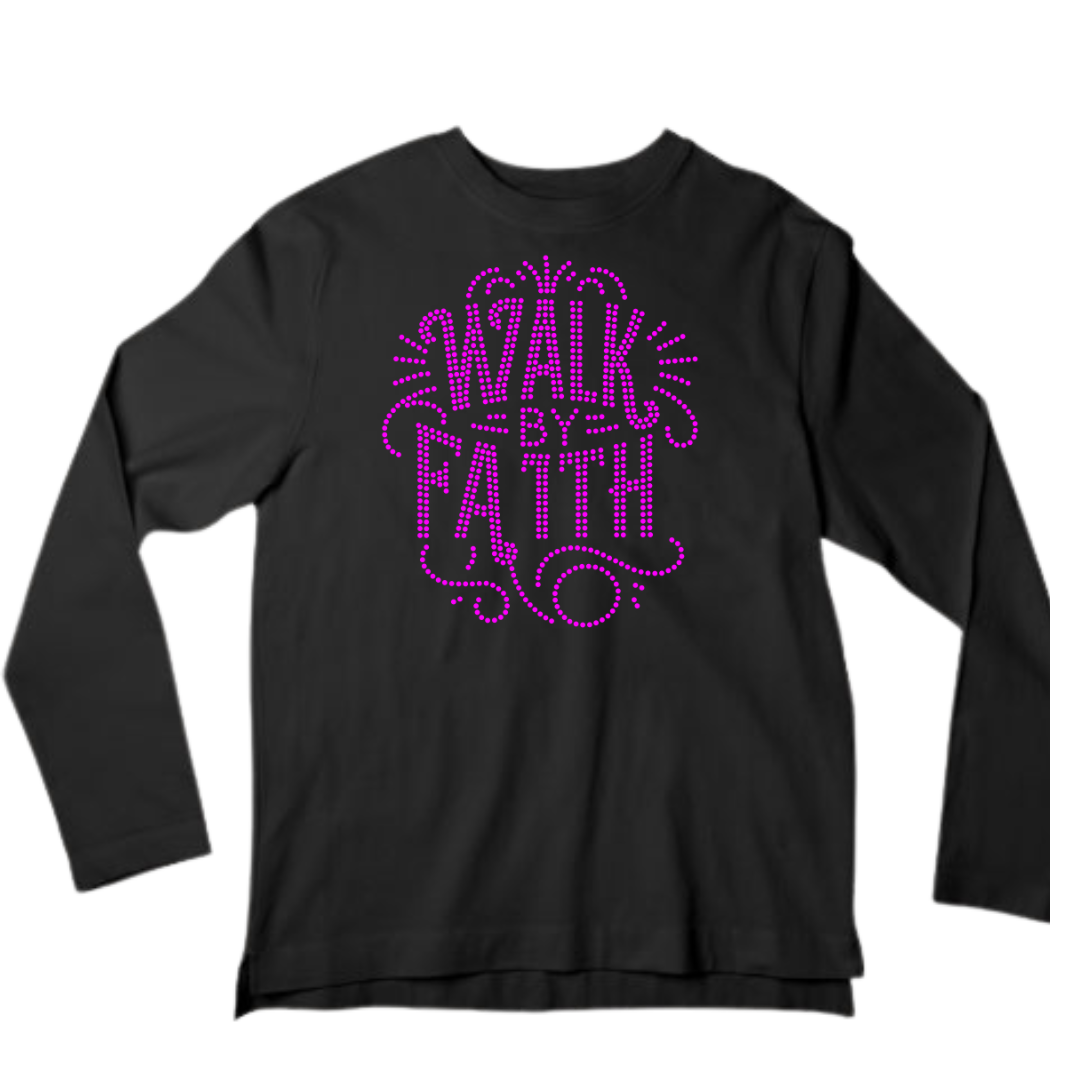Walk by Faith Rhinestone Shirt – Christian Inspirational Sparkle Bling Tee | Blingdazzel