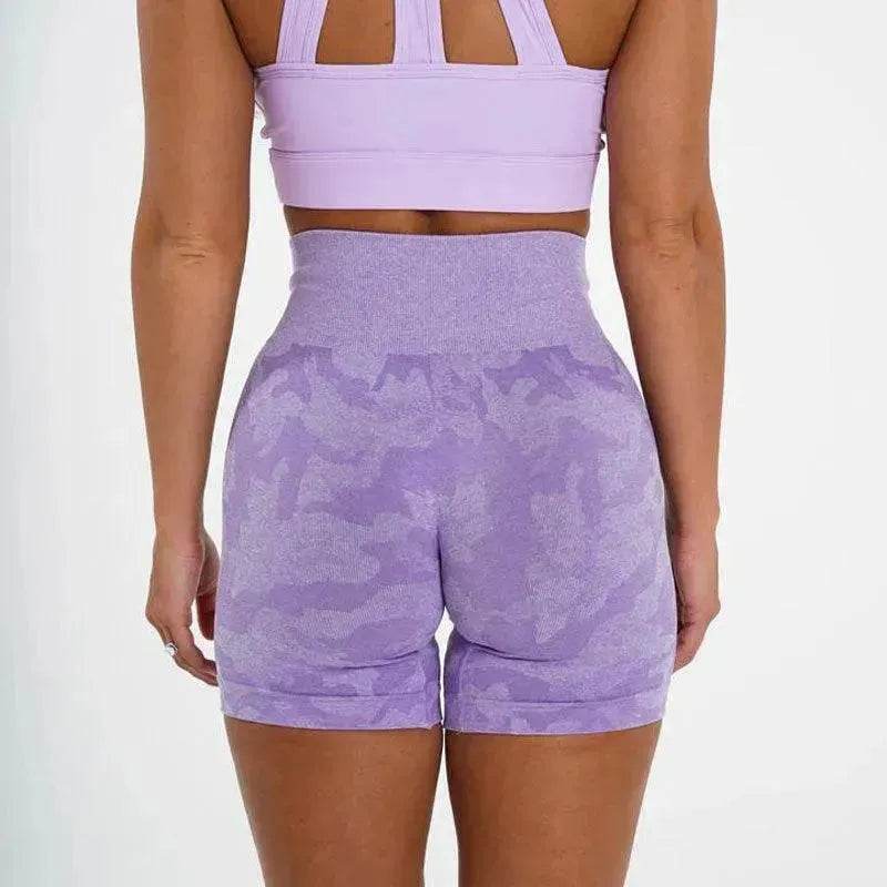 Women's Camo Jacquard Seamless Gym Shorts - Velora