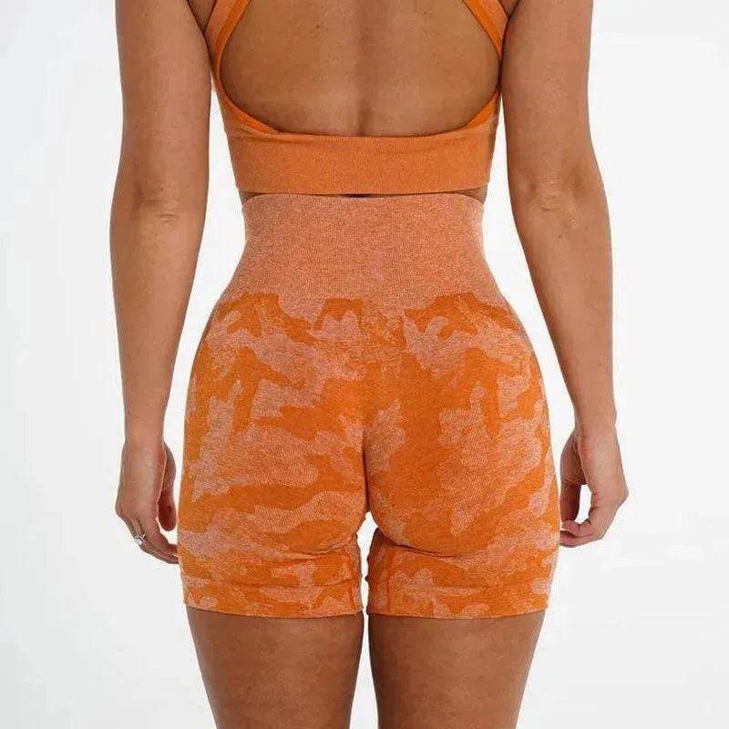 Women's Camo Jacquard Seamless Gym Shorts - Velora