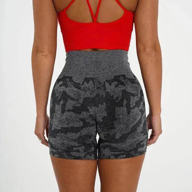 Women's Camo Jacquard Seamless Gym Shorts - Velora