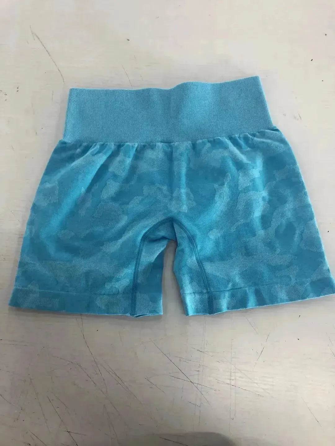 Women's Camo Jacquard Seamless Gym Shorts - Velora