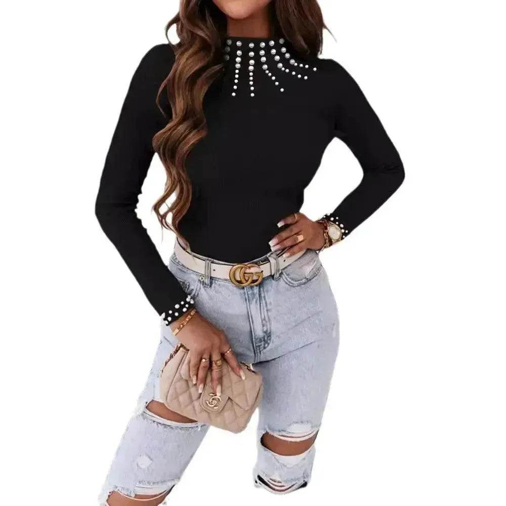 Women's Long-sleeved Tight Thread Top - Velora