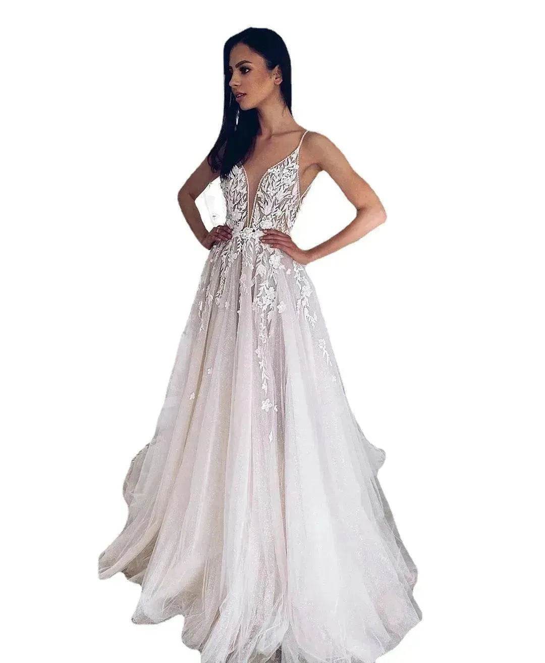 Women's White Evening Gown Wedding Dress - Velora