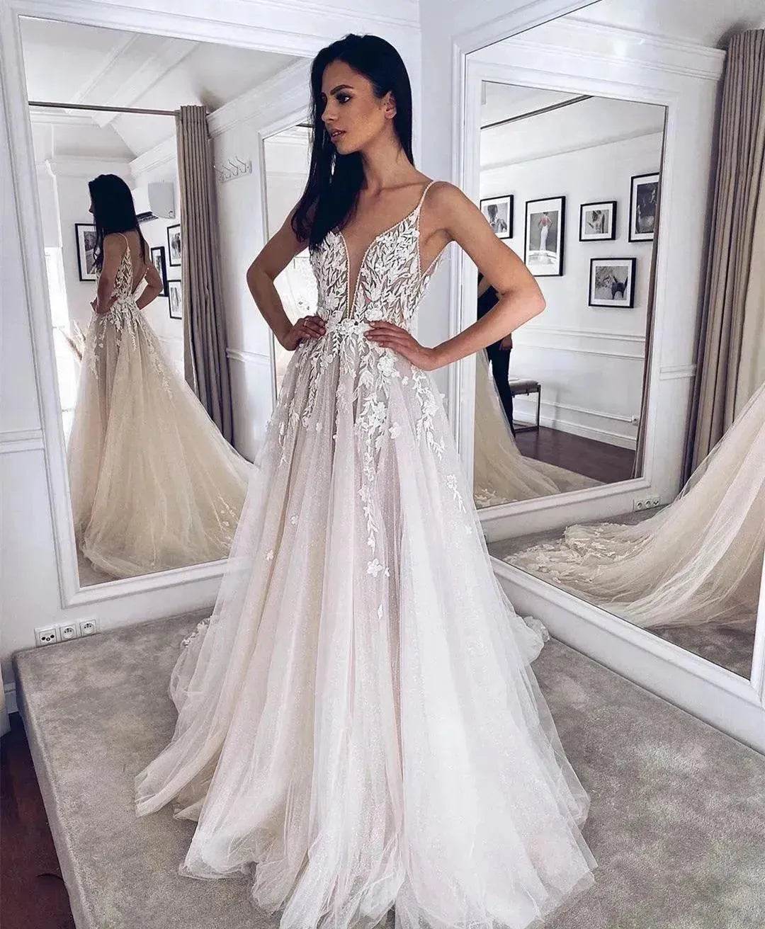 Women's White Evening Gown Wedding Dress - Velora