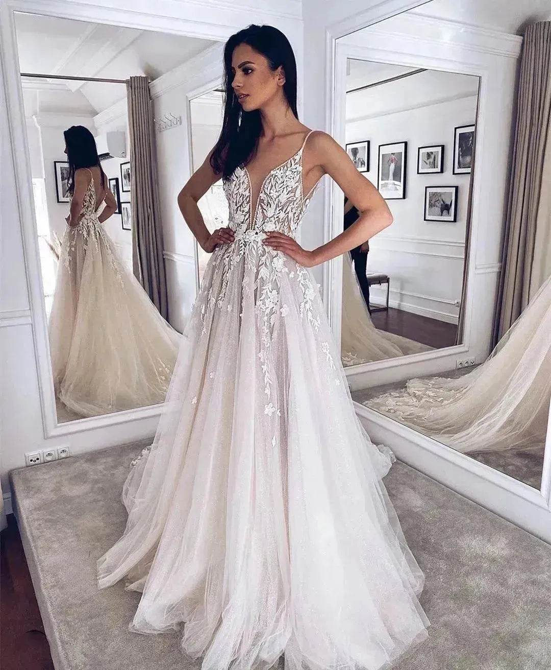 Women's White Evening Gown Wedding Dress - Velora