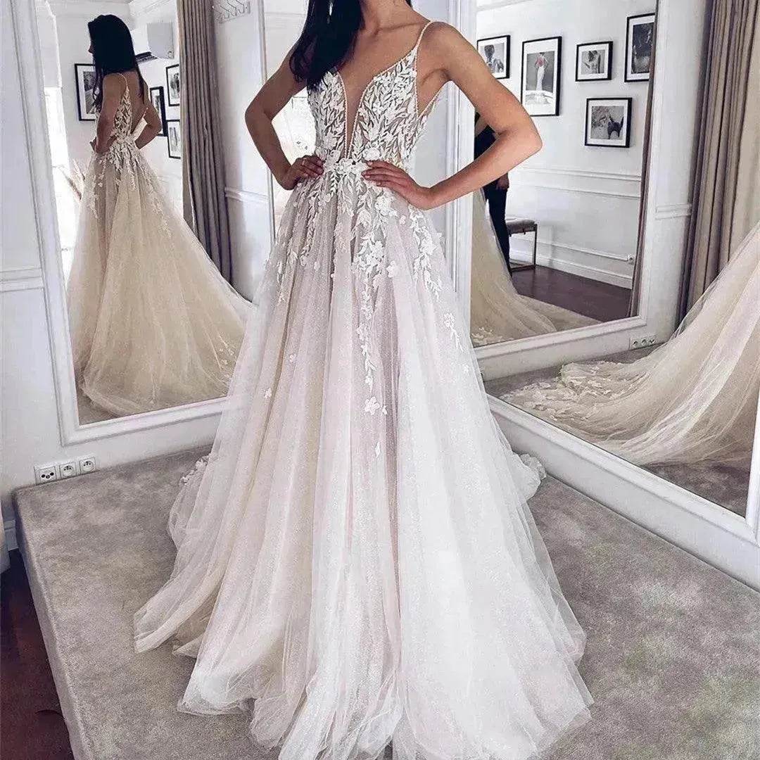 Women's White Evening Gown Wedding Dress - Velora