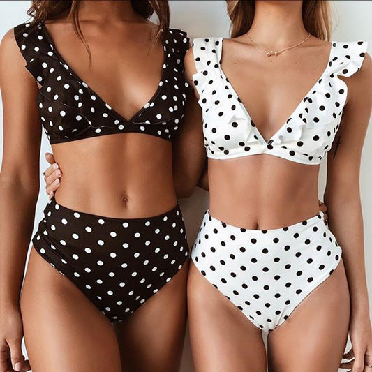 2pcs Black And White Polka Dot Print Swimsuit https://like2b-uy