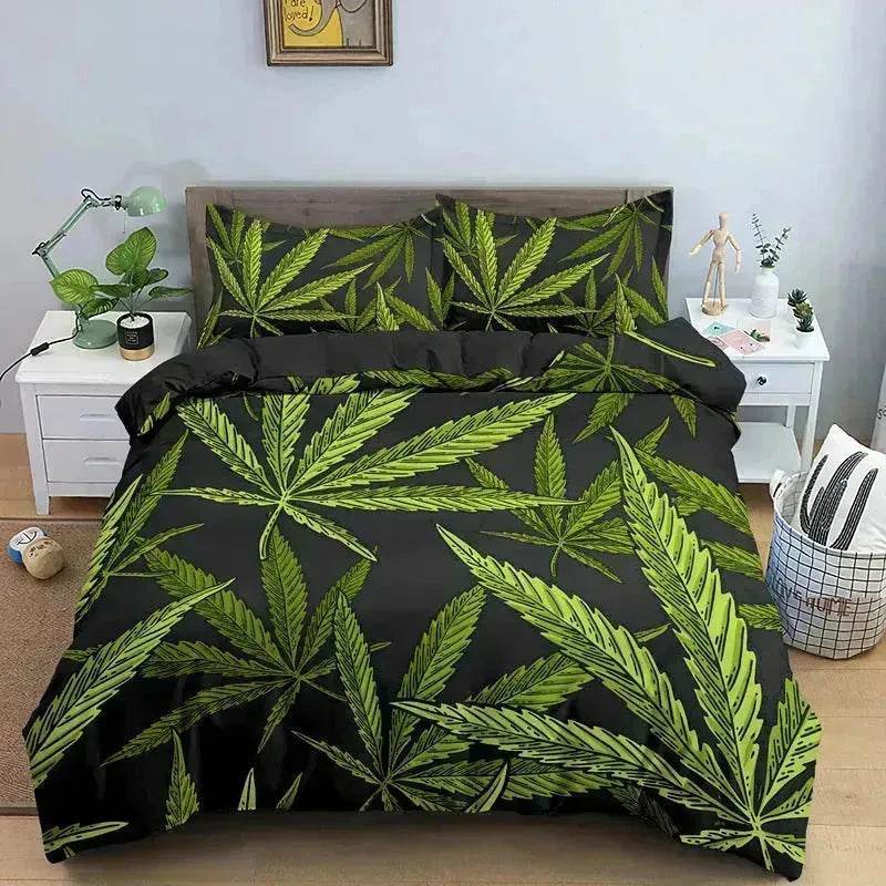Colorful Psychedelic Weed Leaf Bedding Set - Velora