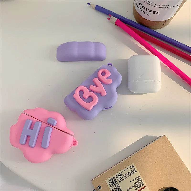 Cute Cartoon Lettered Airpod Earphone Silicone Protective Case - Velora