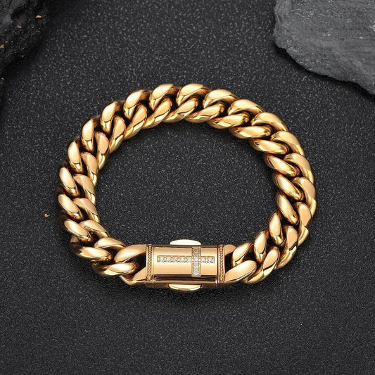 Stainless Steel Cuban Link Chain Personality Bracelet - Velora