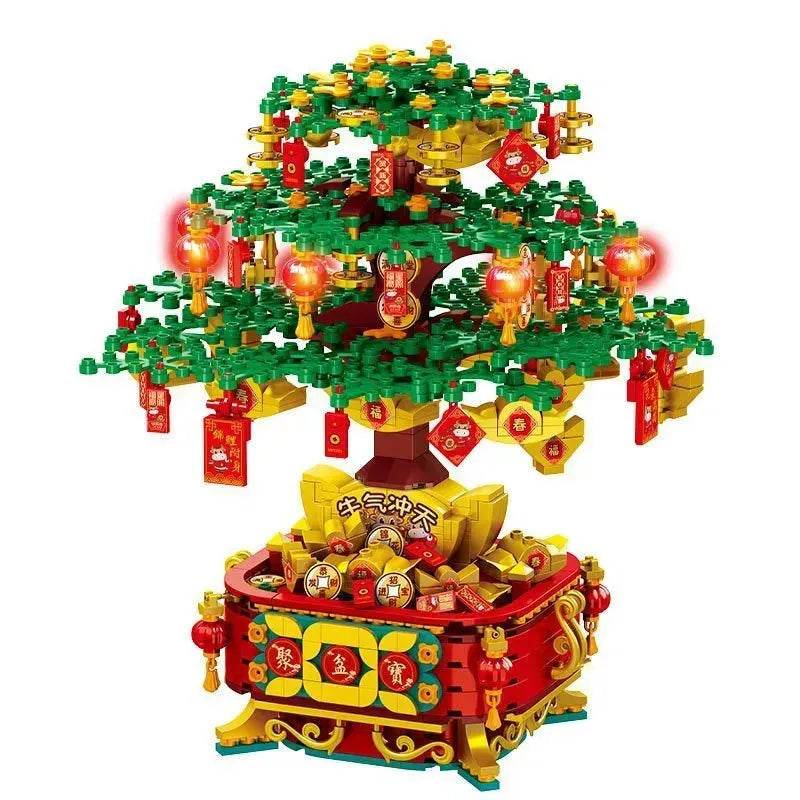 DIY Building Blocks Music Box Christmas Tree Model Desktop Decoration Ornaments Gift Box For Woman Kids Present New Year Gifts - Velora