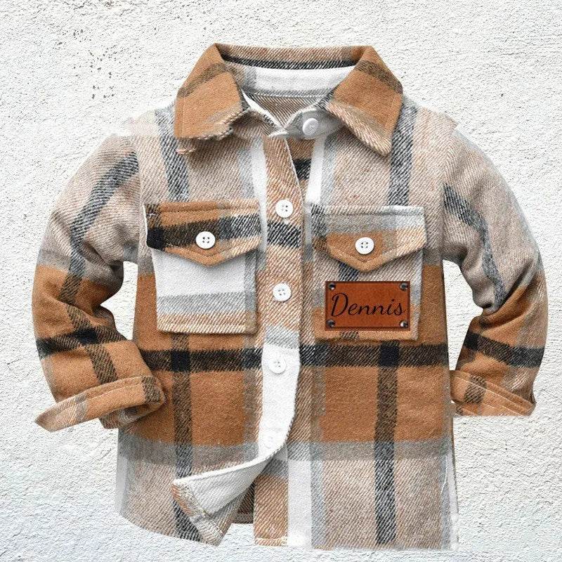Baby Boy Cashmere Flannel Checkered button Shirt jacket kids - Velora