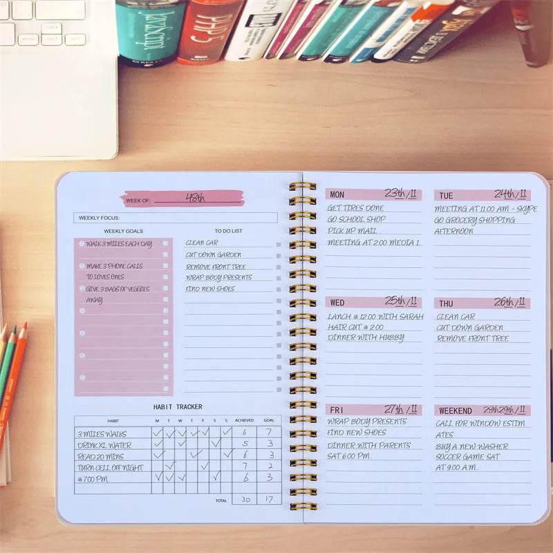 Non Dated Daily Weekly Monthly Planner Agenda Notebook Diary - Velora