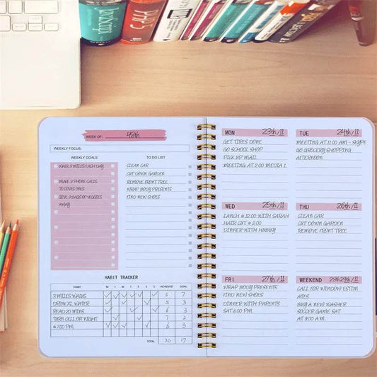 Non Dated Daily Weekly Monthly Planner Agenda Notebook Diary - Velora