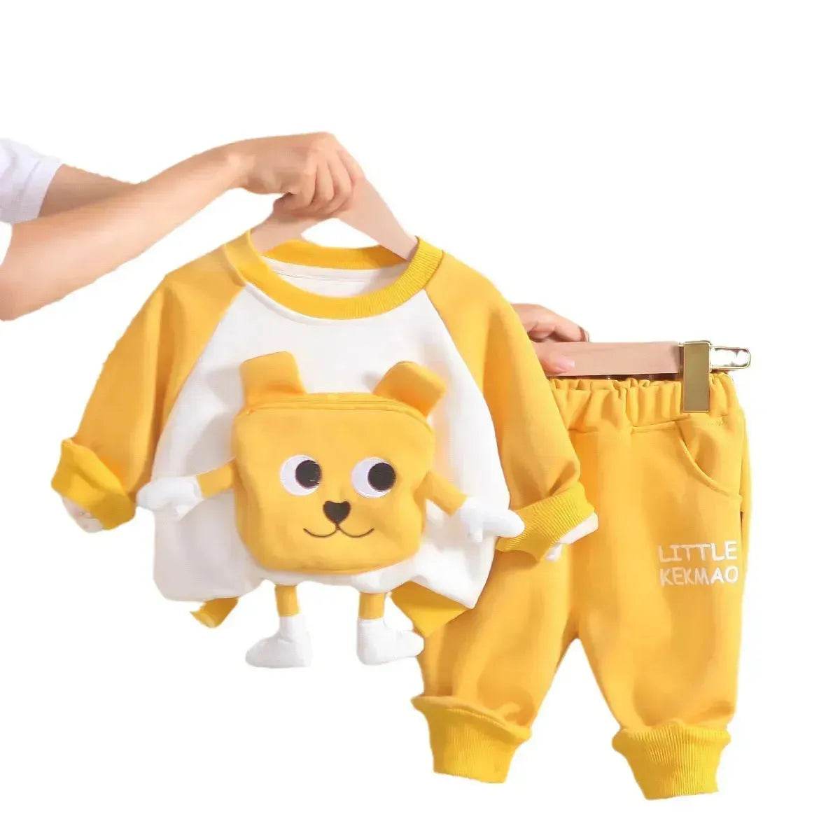 Neutral Cartoon Autumn Clothes Suit Western Style Neutral two piece for kids - Velora