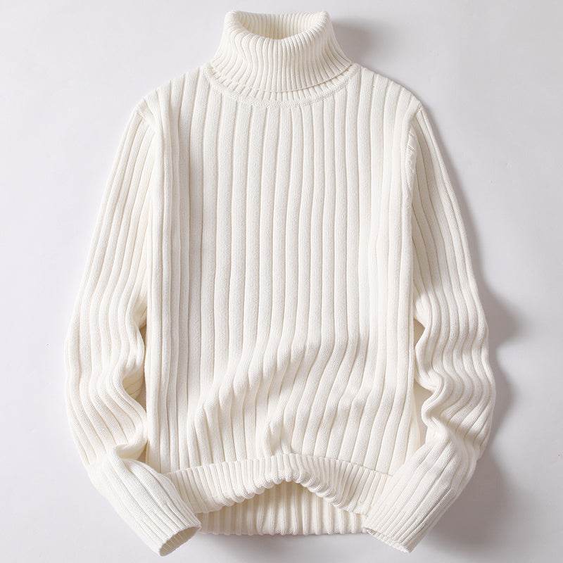 Turtleneck Sweater Men Women Ins Fashion Solid Striped Bottoming Sweater Autumn And Winter Tops Clothing - Velora