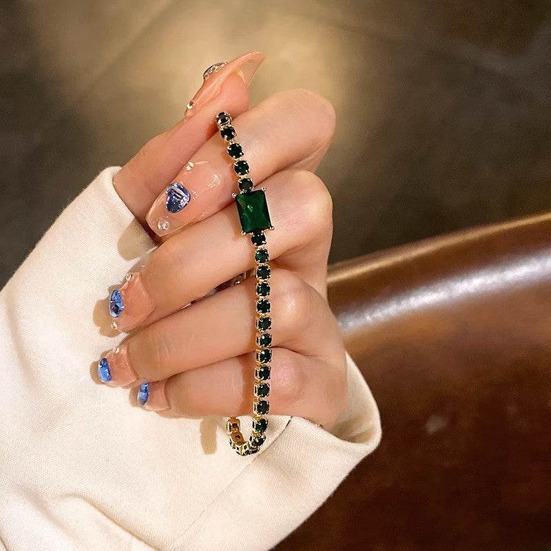 Fashion Jewelry Zircon Geometric Square Bracelet South Korea Fashion Elegant Heart Bracelet Internet Celebrity Light Luxury - Velora