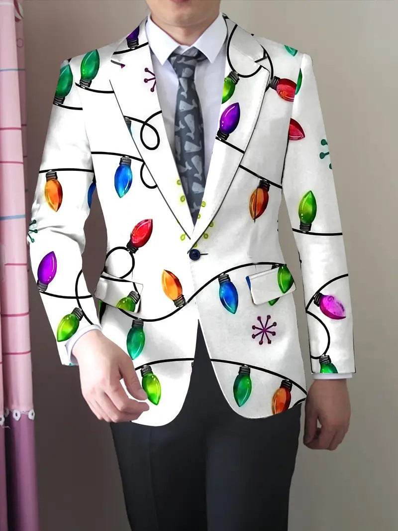 Christmas Series Cartoon Anime Men's Long-sleeved Coat - Velora