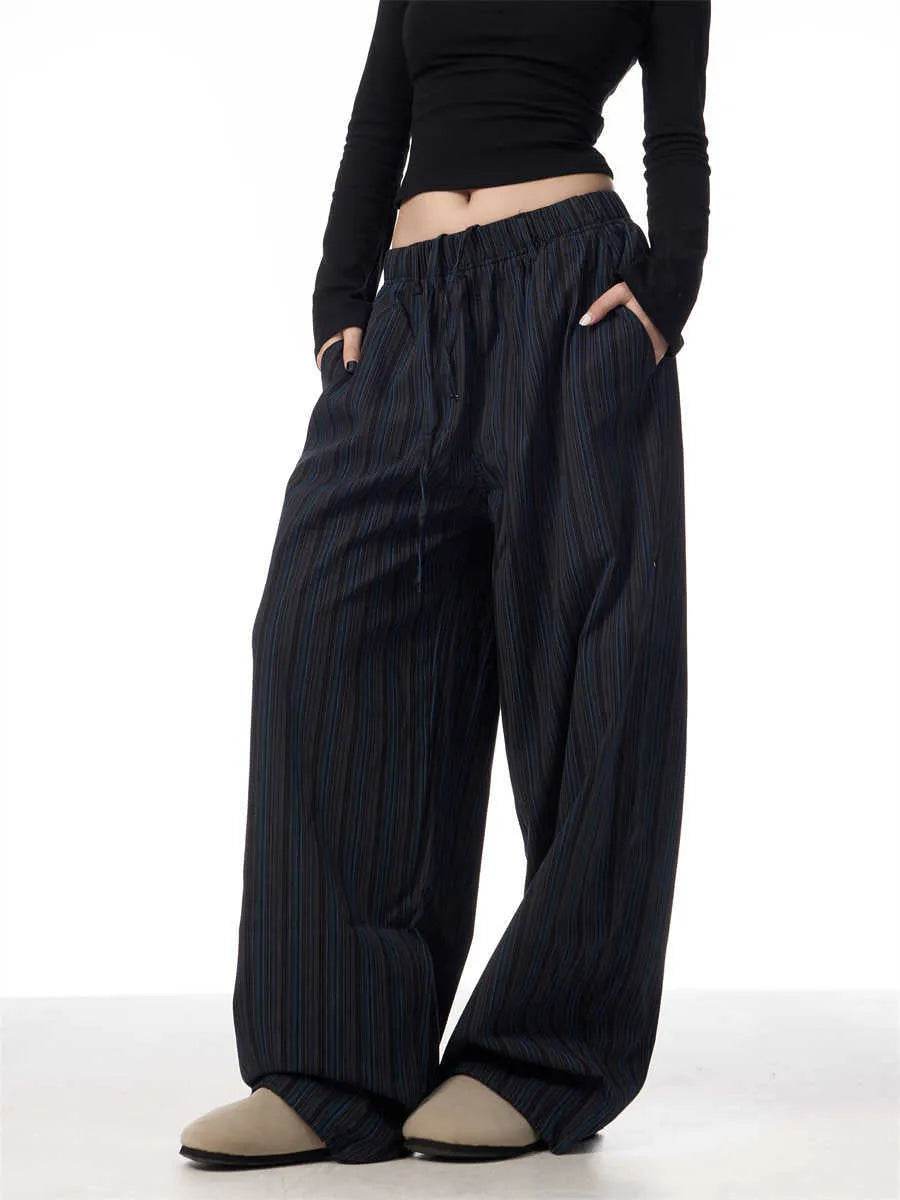 American Vintage Stripe Machete Wide-leg Casual Baggy Trouser Pants Women