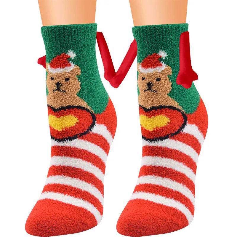 Soft Carton Christmas-themed Fleece Winter Home socks for Women - Velora