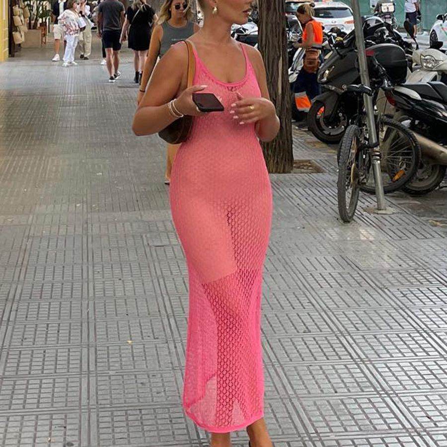 Solid Color Knitted Hollow Beach Bikini Swimsuit Blouse - Velora