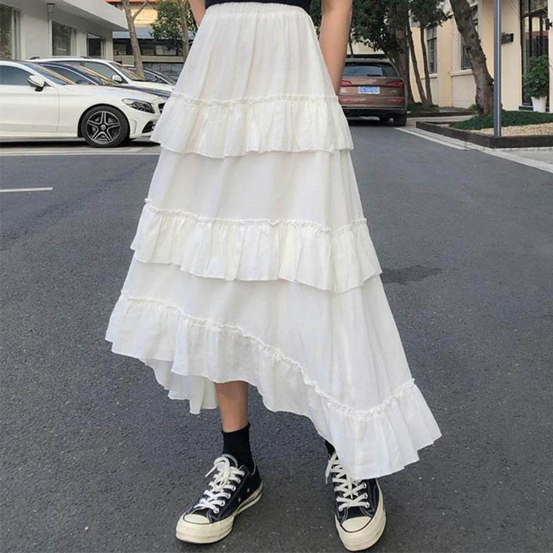 High Waist Layered Cake Skirt Irregular MIDI Long skirt - Velora