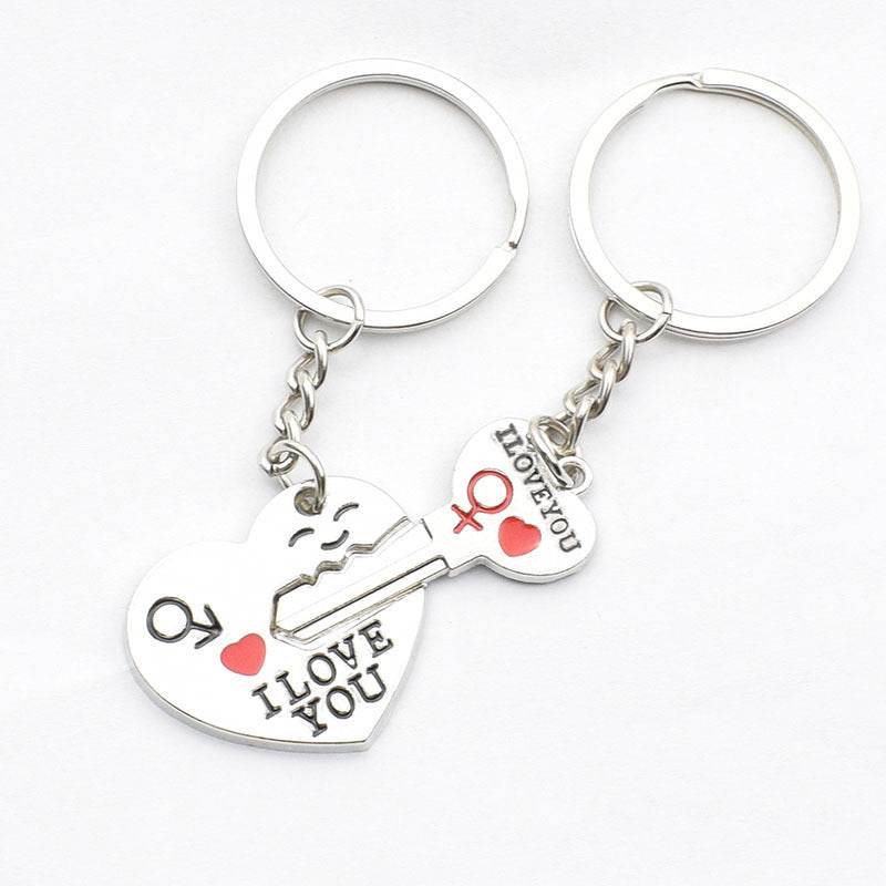 Heart-shaped Keychain English Secret Love Keychain Couple Keychain - Velora