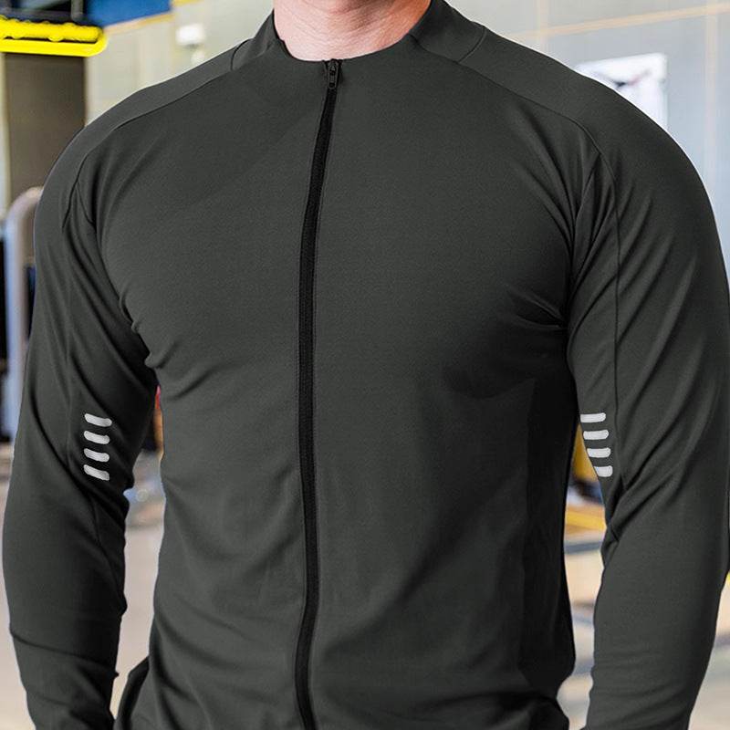 Muscle Fit Long Sleeve Zip Up Quick Drying Sport Workout Gym T-shirt for Men - Velora