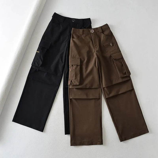 Retro High Waist Multi-pocket Cargo Pants Women - Velora