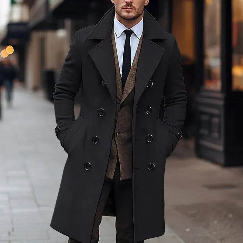 Fall Winter Men Woolen Coat Double Breasted Overcoat for men - Velora