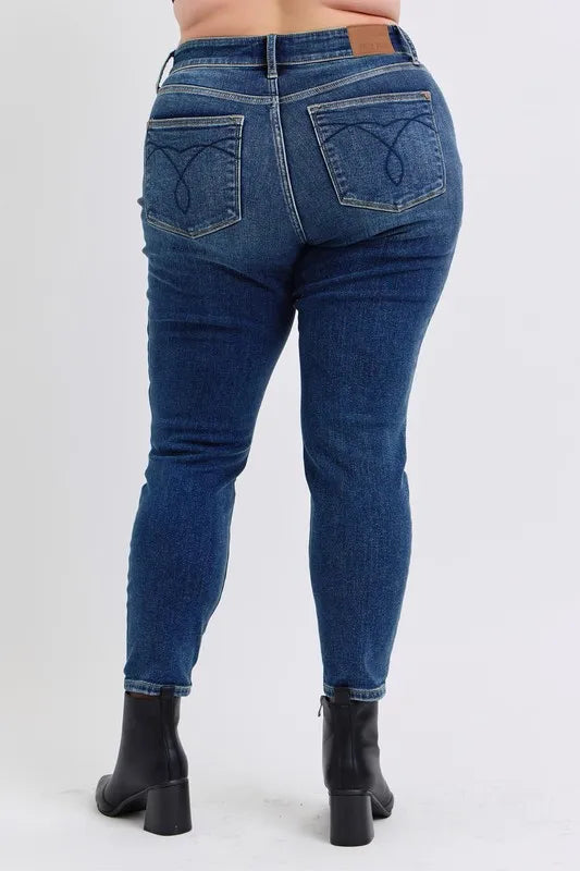 Judy Blue Full Size Run Mid-Rise Waist Skinny Jeans with Thermal Lining - Velora