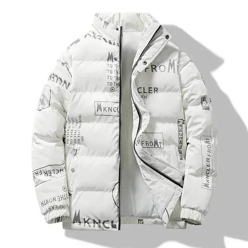 Men's Winter Fashion Printed Zip button Thick Rain Puffer Jacket - Velora