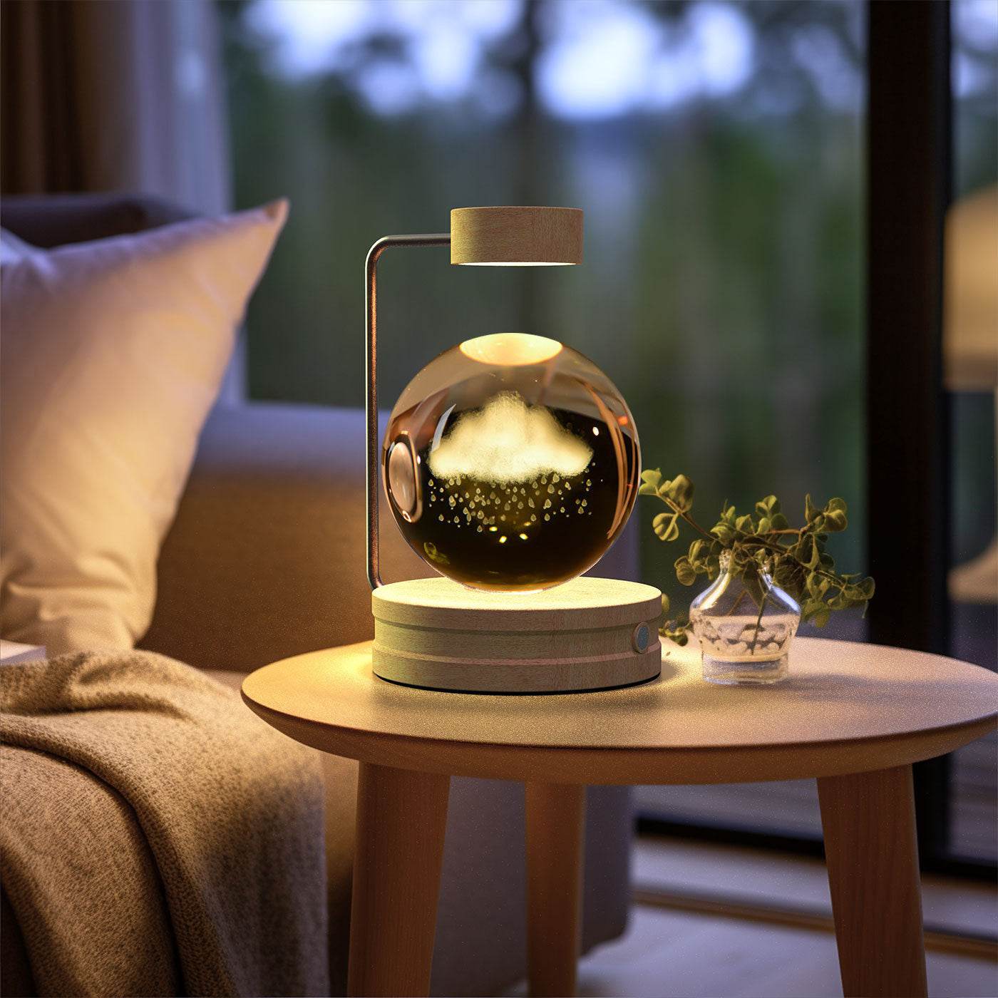 Crystal Ball Cosmic Dinosaur Indoor Night Light USB Power Warm Bedside Light Birthday Gift Night Lamp - Velora