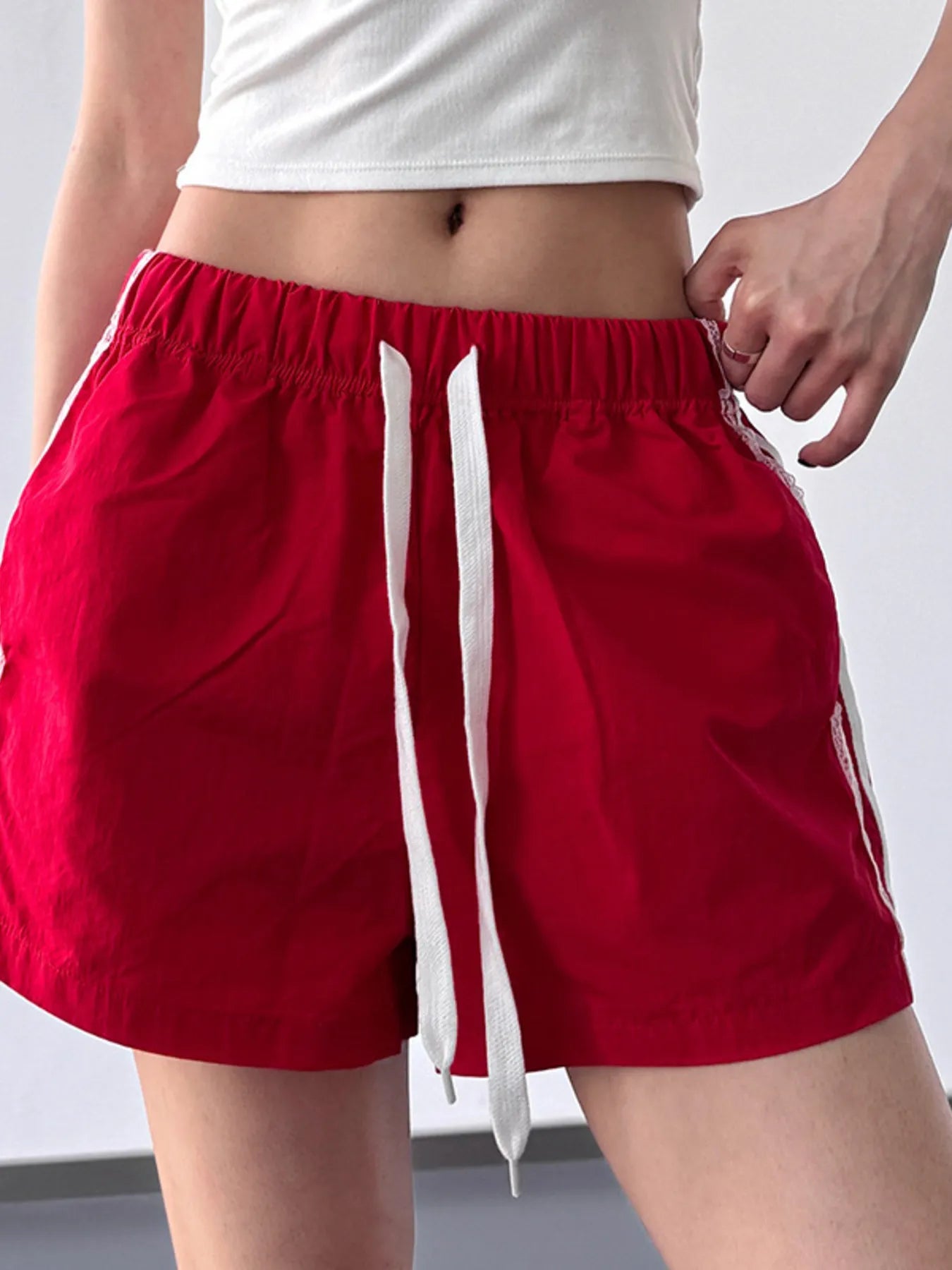 Side Stripe Drawstring Shorts - Velora