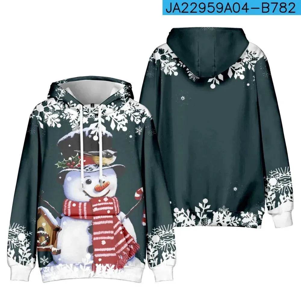 Christmas Snowman Personalized Printed Hoodie Sweatshirts - Velora
