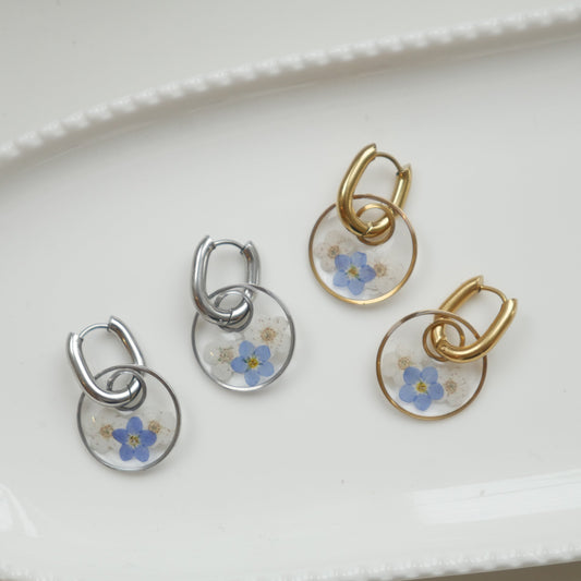 Boucles d'oreilles Thalia myosotis - rond 20mm - Velora