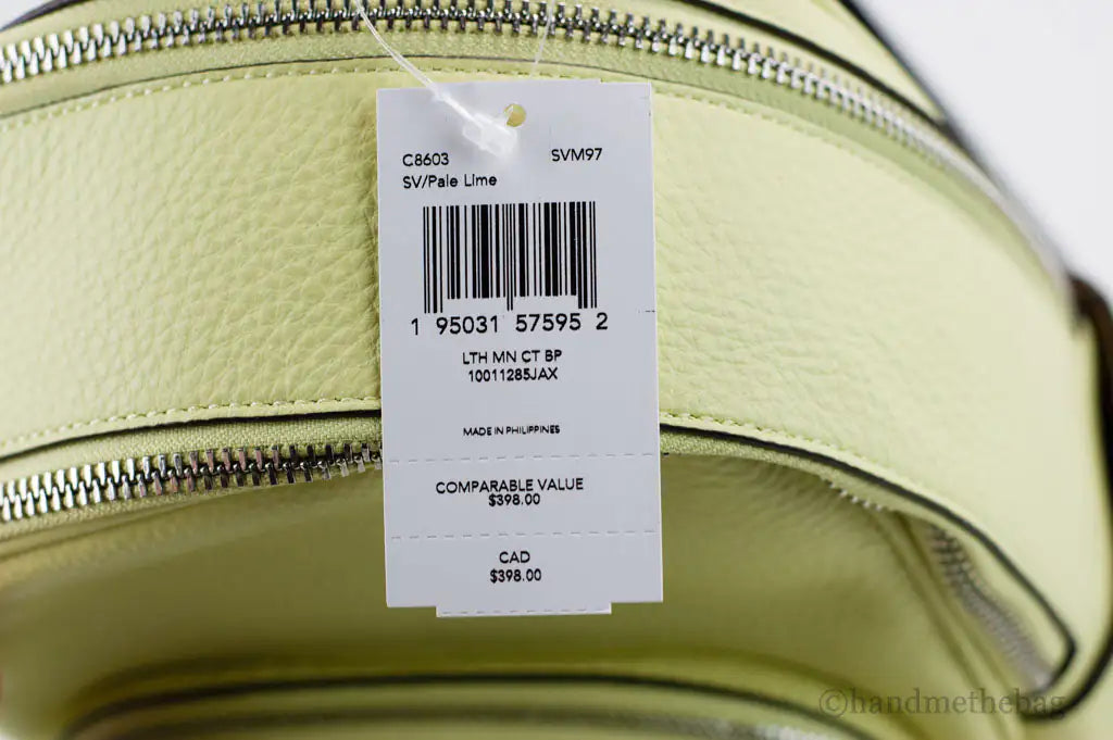 Coach Mini Court Pale Lime Pebbled Leather Shoulder Backpack