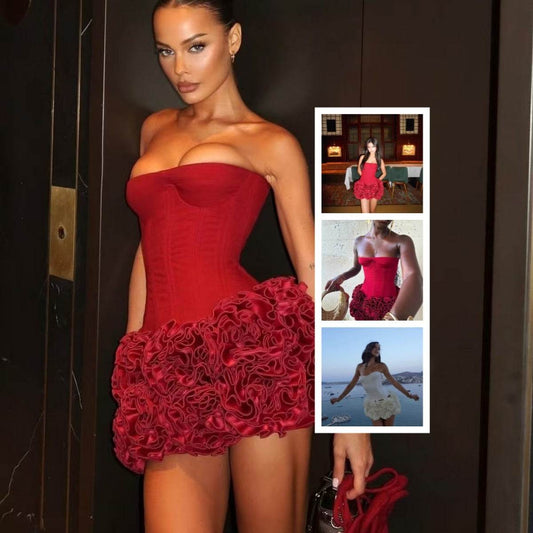 New Strap Adjustable Tube Top Short Skirt Strapless Ball Gown Mini Fashion Celebrity Nightclub Party Dress Birthday Cocktail Girls' Outfit - Velora