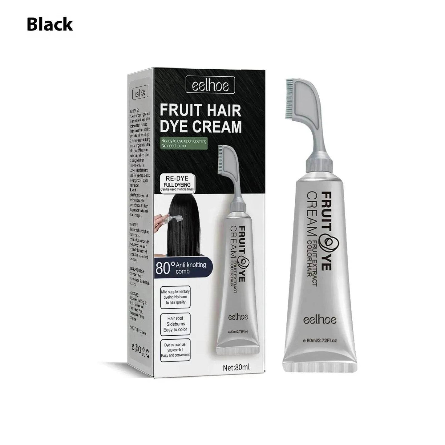 EELHOE Fruit And Vegetable Hair Dye Color Cream Black Hair Dye - Velora