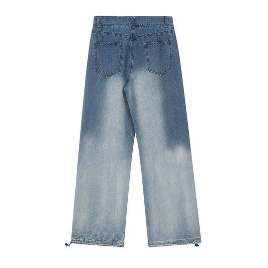 Gradient Tie-dye Straight-leg Denim Trousers Men Jeans - Velora