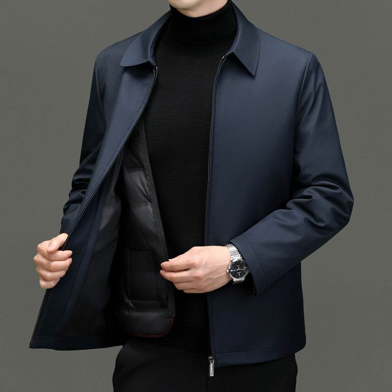 Men's Goose Down Jacket Winter New Polo Collar Dad Wear - Velora