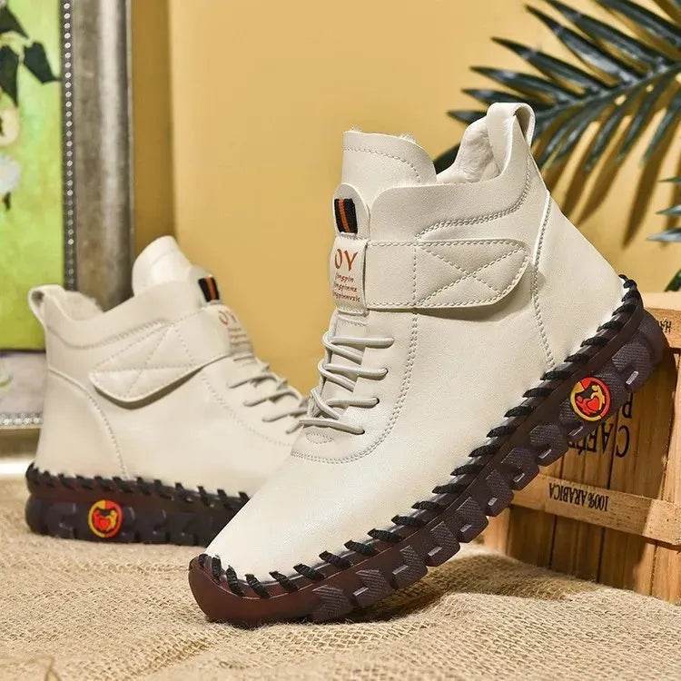 Women Snow Boots Winter Warm Lace Up Plush Ankle Boots With Sewing Thread Design New Waterproof Non-slip Platform Cozy Shoes - Velora