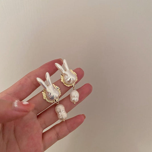 925 Silver Needle Cute Pearl Bunny Baroque Pearl https://like2b-uy
