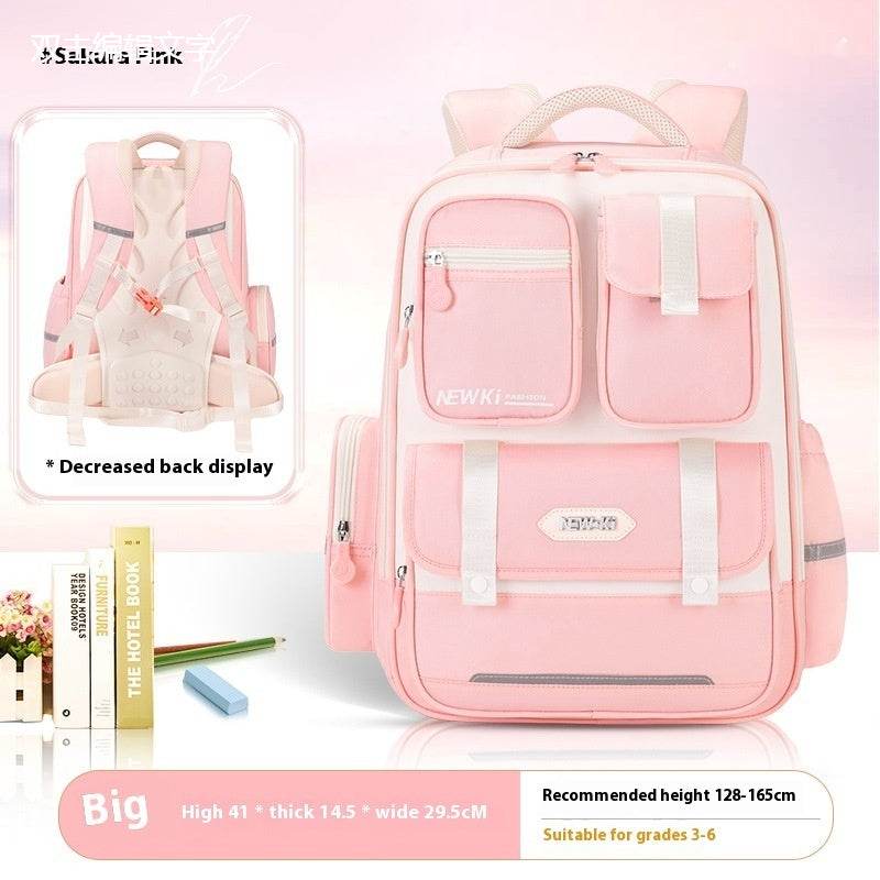 Children's Spine Protection Backpack Multi-compartment Burden Reduction Schoolbag - Velora