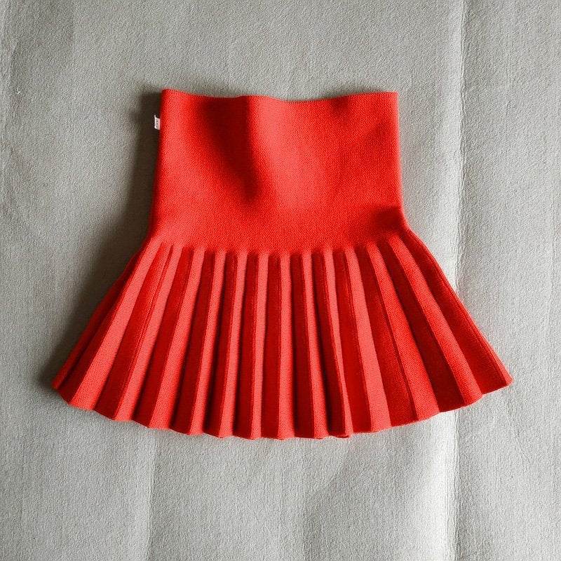Girls Autumn Clothing Knitted Skirt High Waist Pleated Mini Skirt - Velora