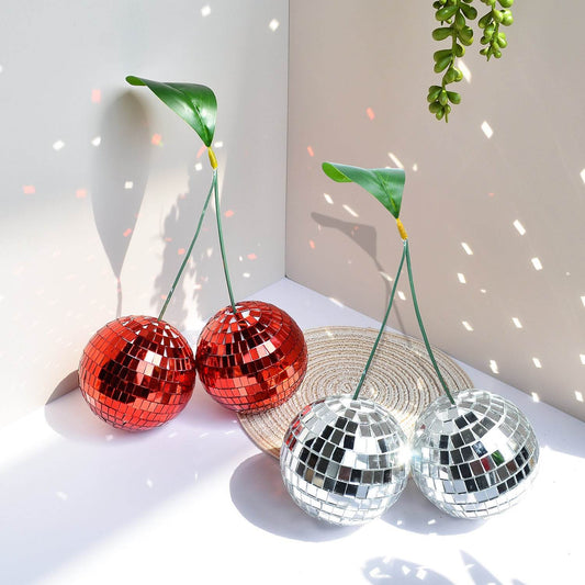 Mirror Glass Bricks Cherry Disco Ball Handmade - Velora